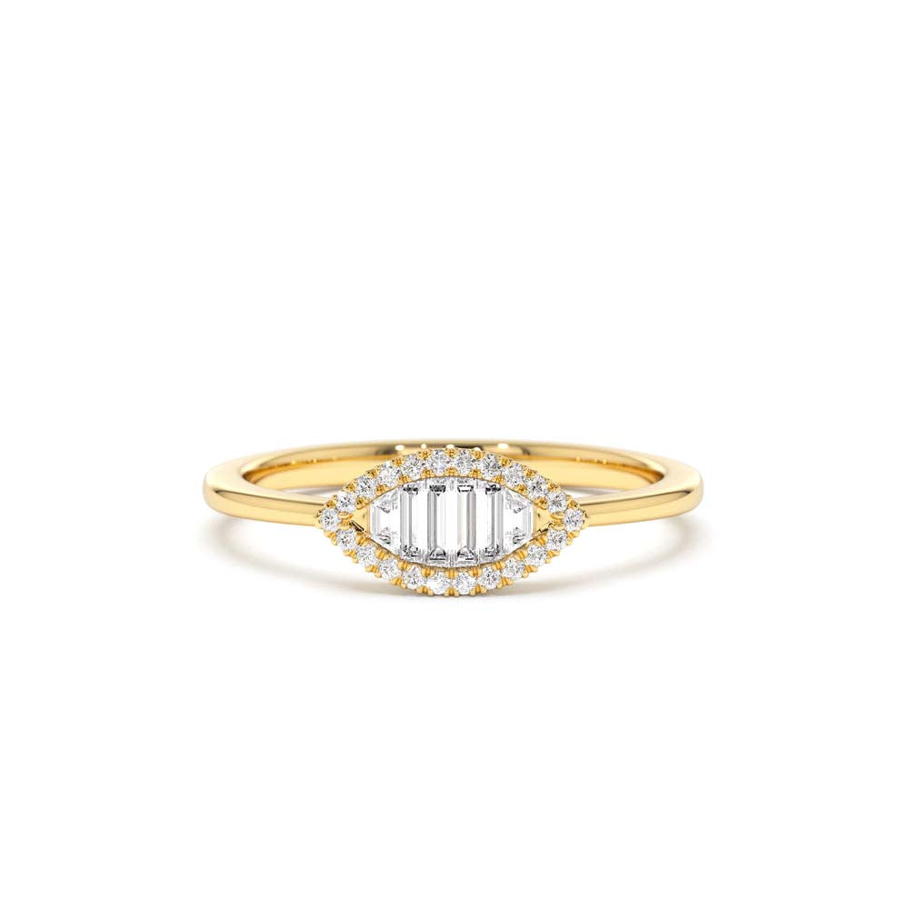 Marquise Baguette Diamond Ring in in 14K Gold — view 1