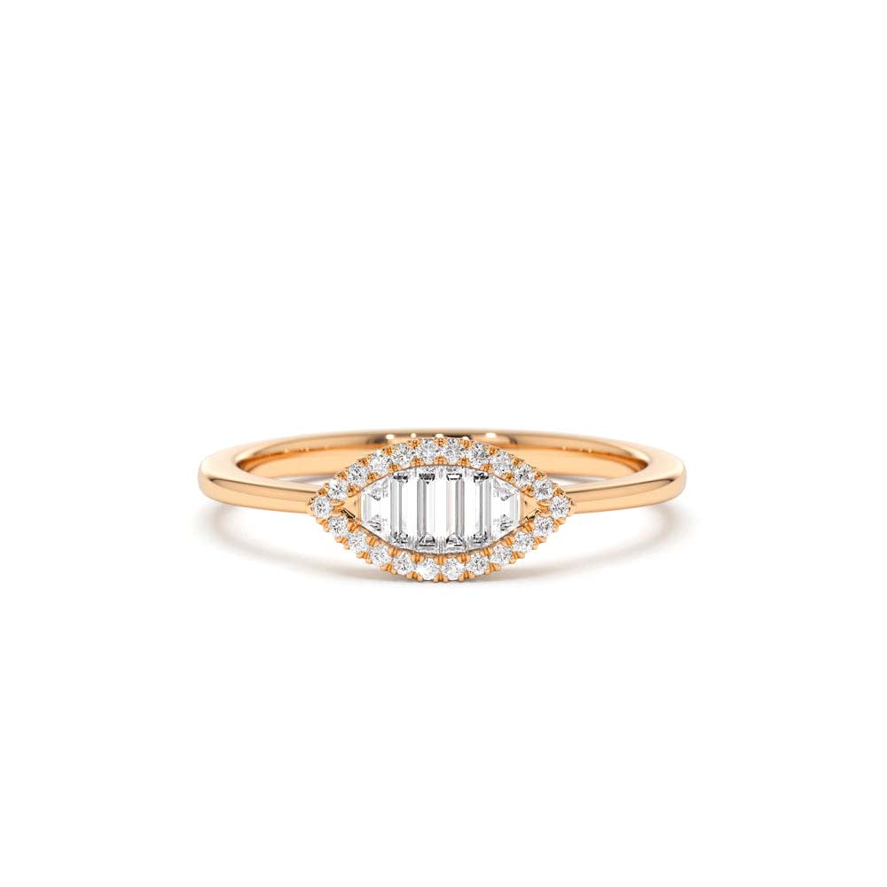 Marquise Baguette Diamond Ring in in 14K Gold — view 5