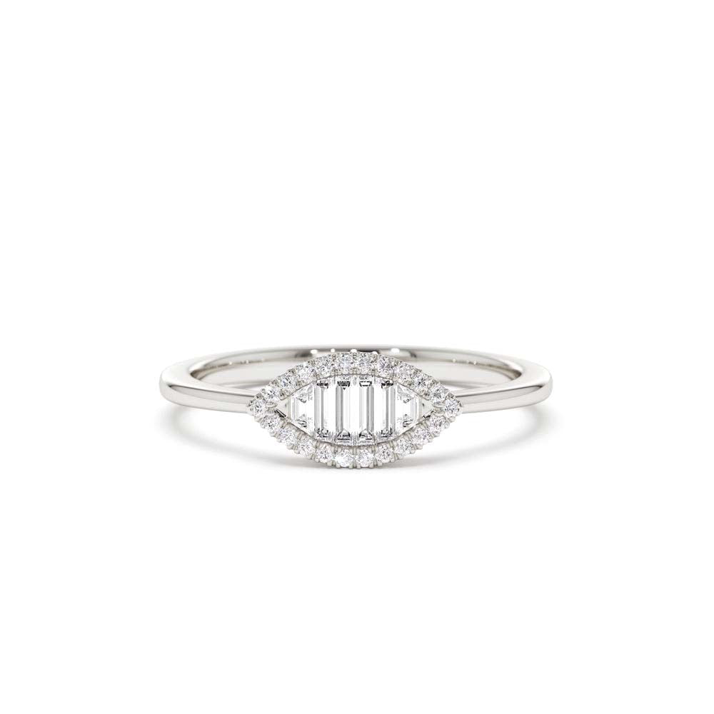 Marquise Baguette Diamond Ring in in 14K Gold — view 4