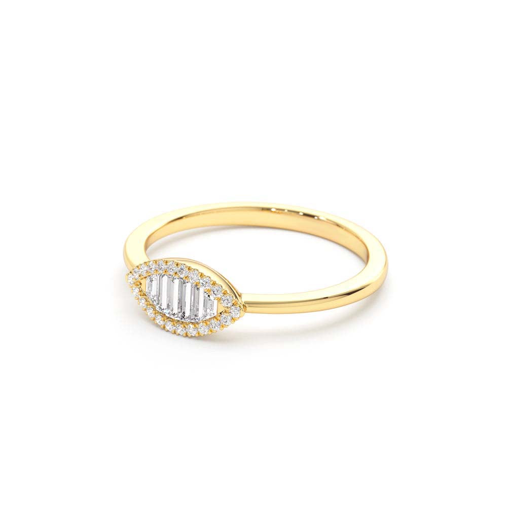 Marquise Baguette Diamond Ring in in 14K Gold — view 2