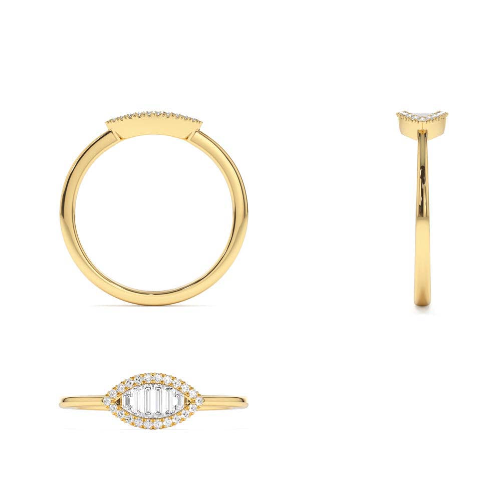 Marquise Baguette Diamond Ring in in 14K Gold — view 3