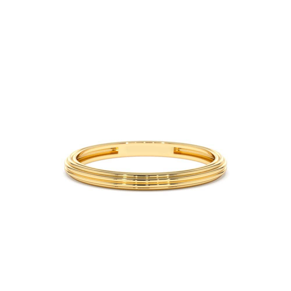 Unique Multi Lined 2MM Gold Ring in 14K Gold — view 1