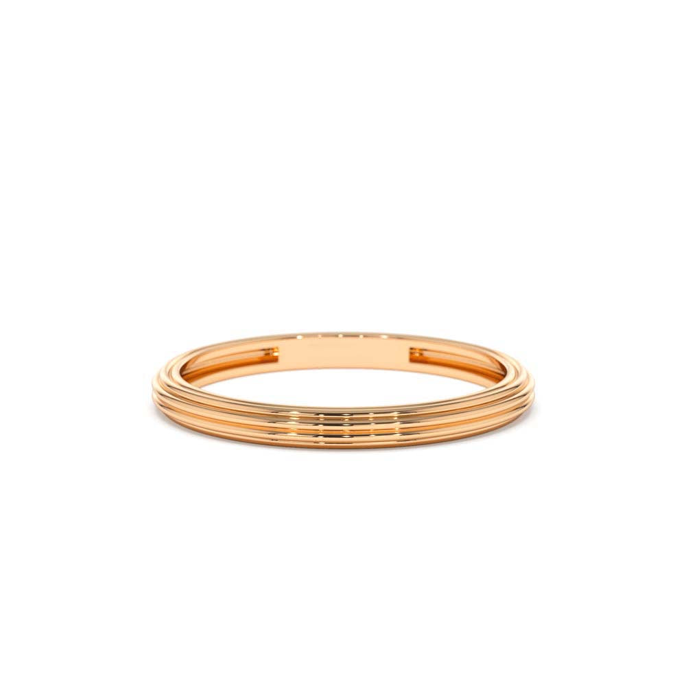 Unique Multi Lined 2MM Gold Ring in 14K Gold — view 5
