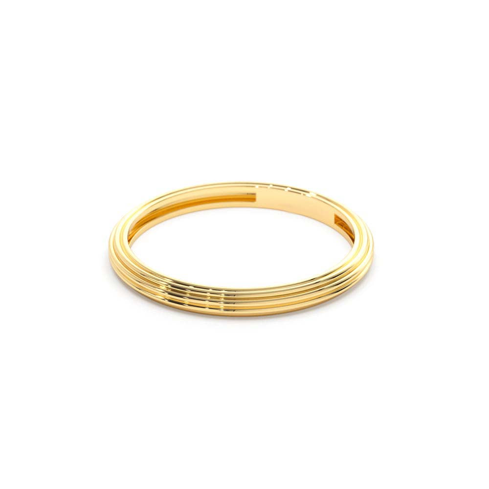 Unique Multi Lined 2MM Gold Ring in 14K Gold — view 2