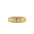 Unique Multi Lined 5MM Dome Gold Ring in 14K Gold — view 1