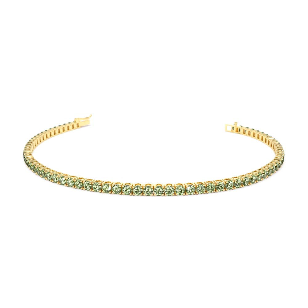 Prong Setting Peridot Tennis Bracelet in 14K Gold — view 1
