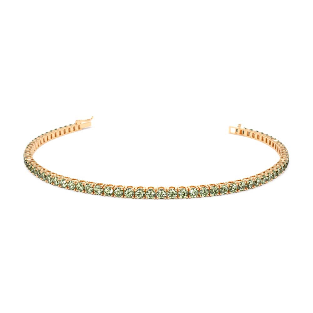 Prong Setting Peridot Tennis Bracelet in 14K Gold — view 3