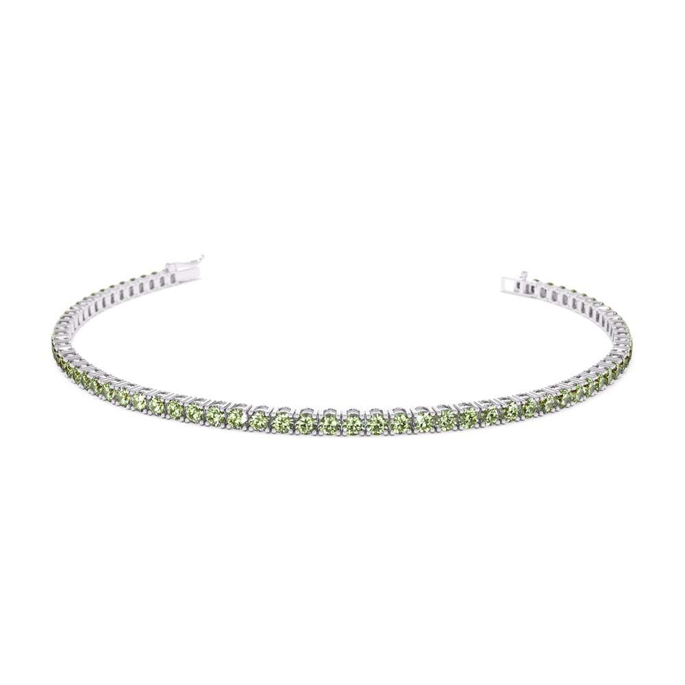 Prong Setting Peridot Tennis Bracelet in 14K Gold — view 2