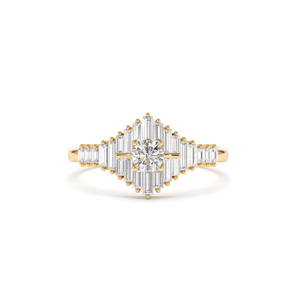 Art Deco Inspired Baguette Diamond Ring in 14K Gold — view 1