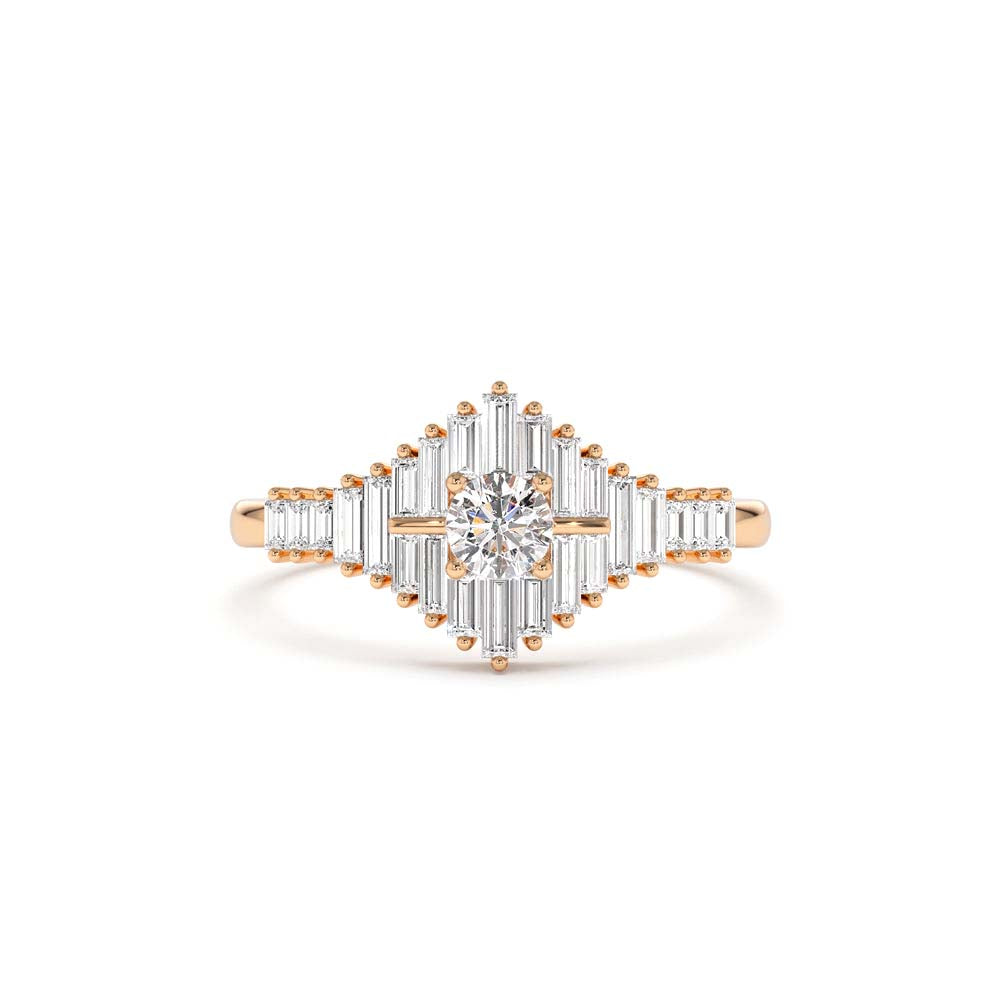 Art Deco Inspired Baguette Diamond Ring in 14K Gold — view 5