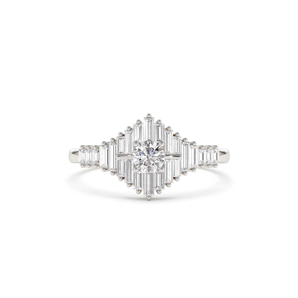 Art Deco Inspired Baguette Diamond Ring in 14K Gold — view 4