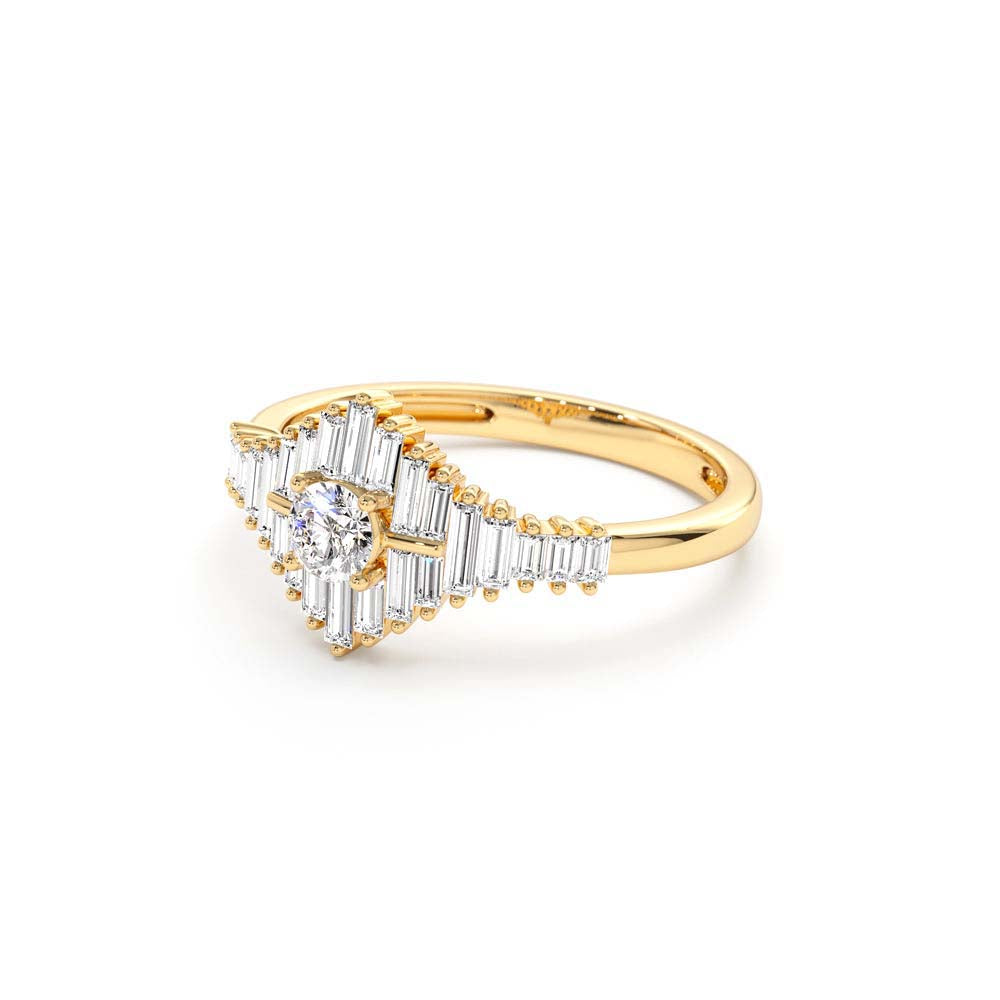 Art Deco Inspired Baguette Diamond Ring in 14K Gold — view 2