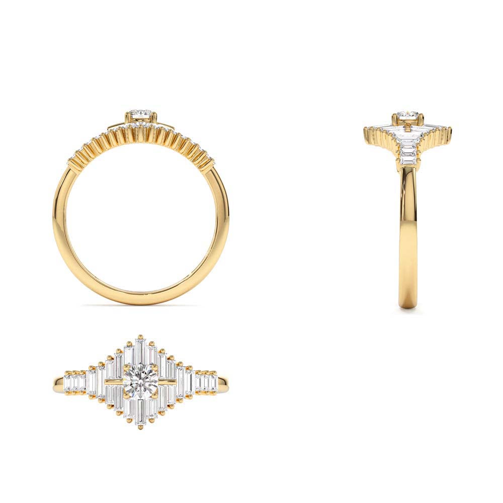 Art Deco Inspired Baguette Diamond Ring in 14K Gold — view 3