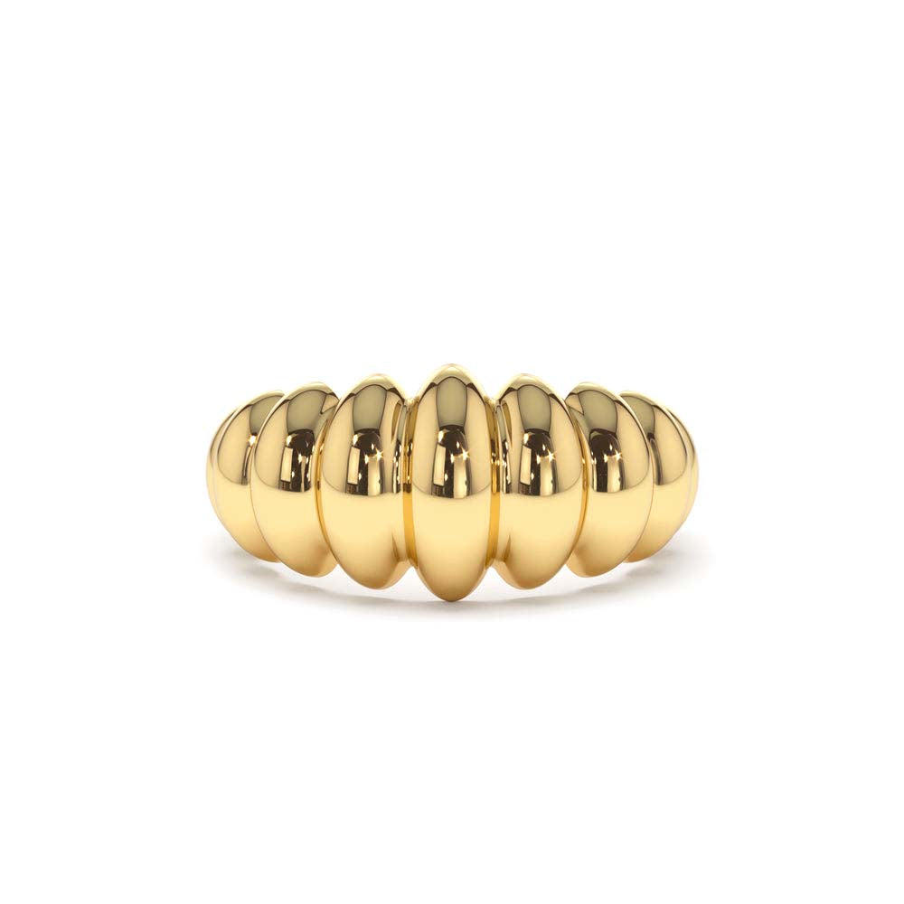 Bold Dome Croissant Ring in 14K Gold — view 1