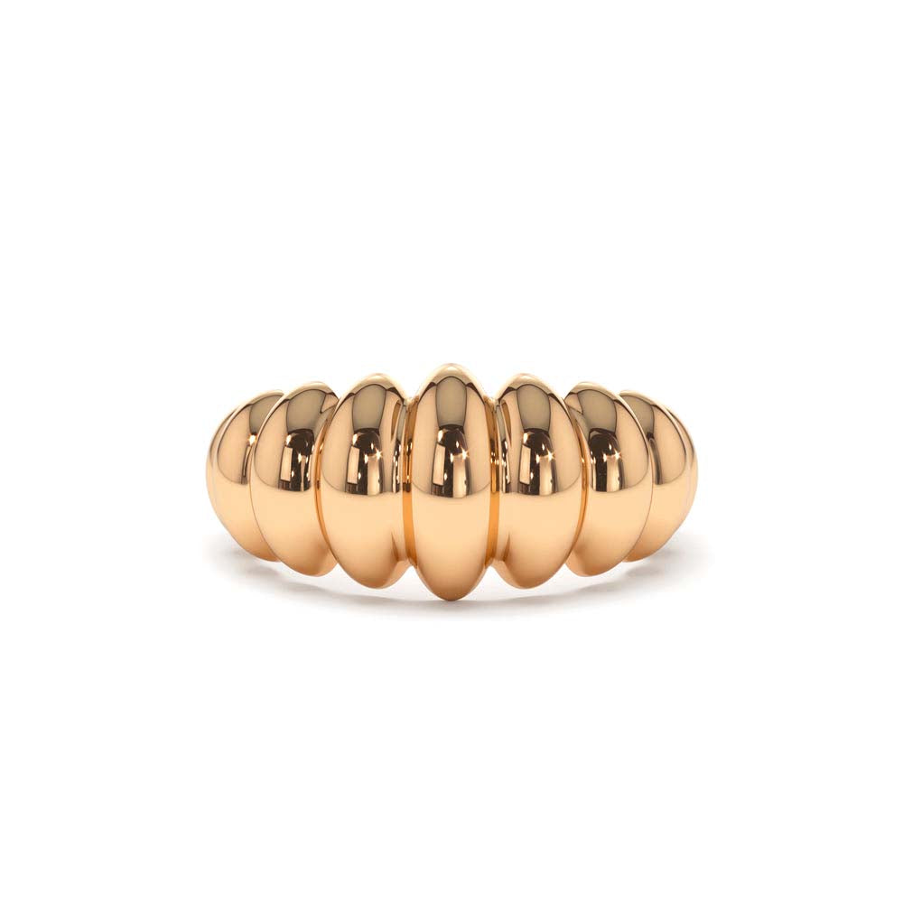 Bold Dome Croissant Ring in 14K Gold — view 5