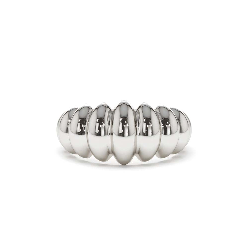 Bold Dome Croissant Ring in 14K Gold — view 4