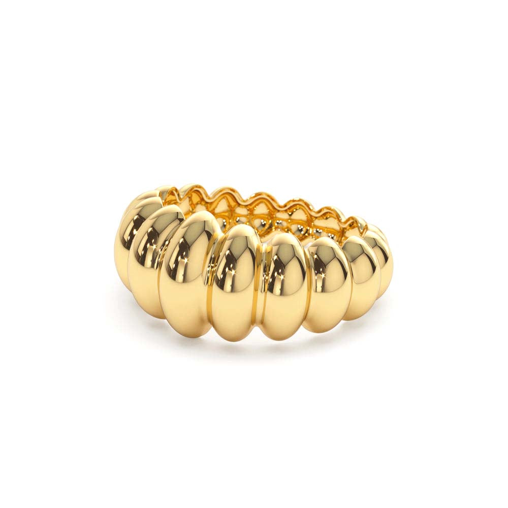 Bold Dome Croissant Ring in 14K Gold — view 2