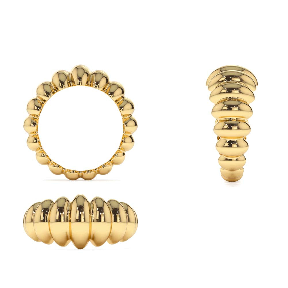 Bold Dome Croissant Ring in 14K Gold — view 3