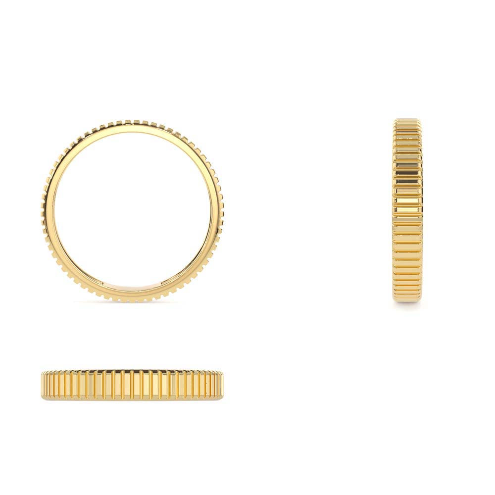 3MM Ribbed Ring in in 14K Gold — view 3