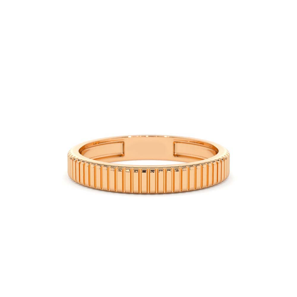 3MM Ribbed Ring in in 14K Gold — view 5