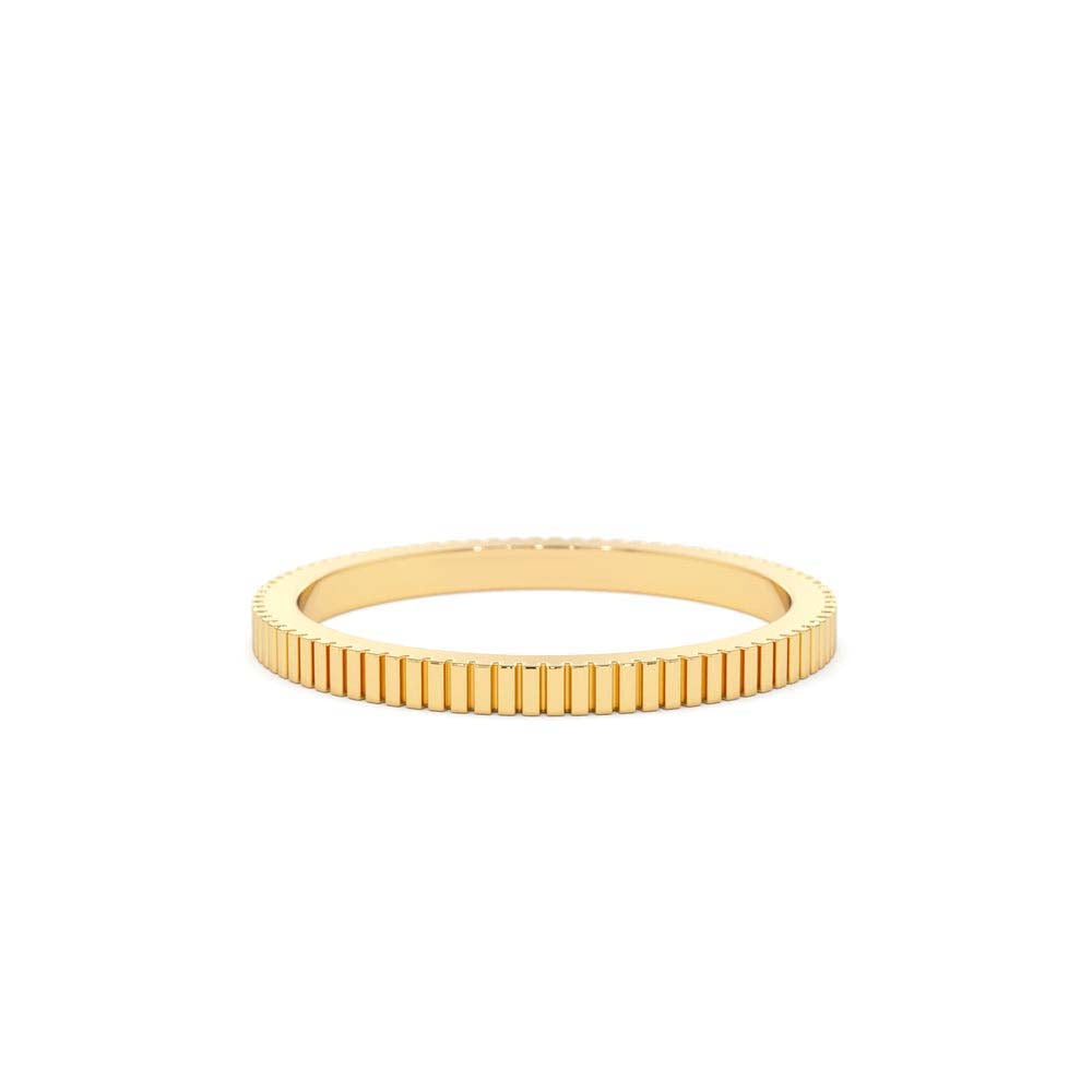 1.5MM Ribbed Ring in in 14K Gold — view 1