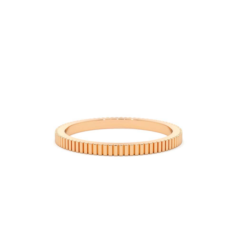 1.5MM Ribbed Ring in in 14K Gold — view 5