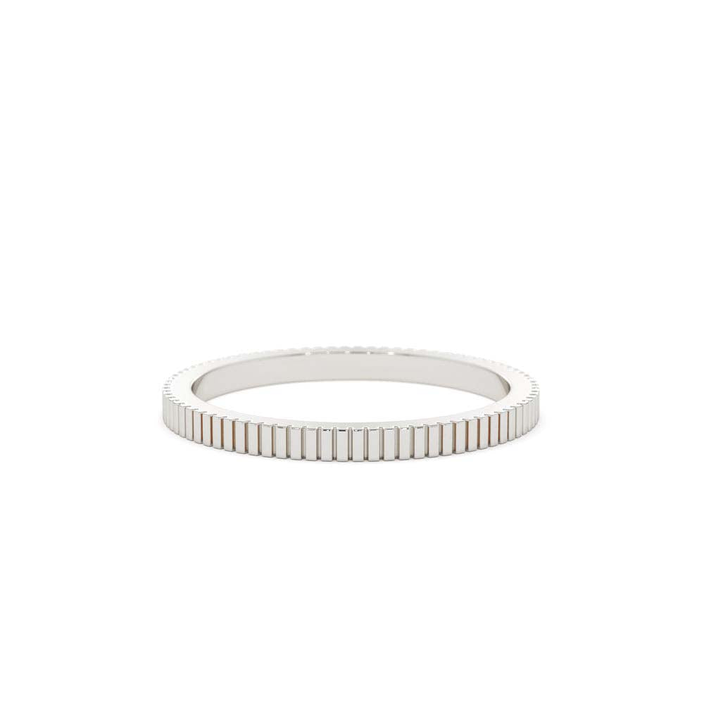 1.5MM Ribbed Ring in in 14K Gold — view 4