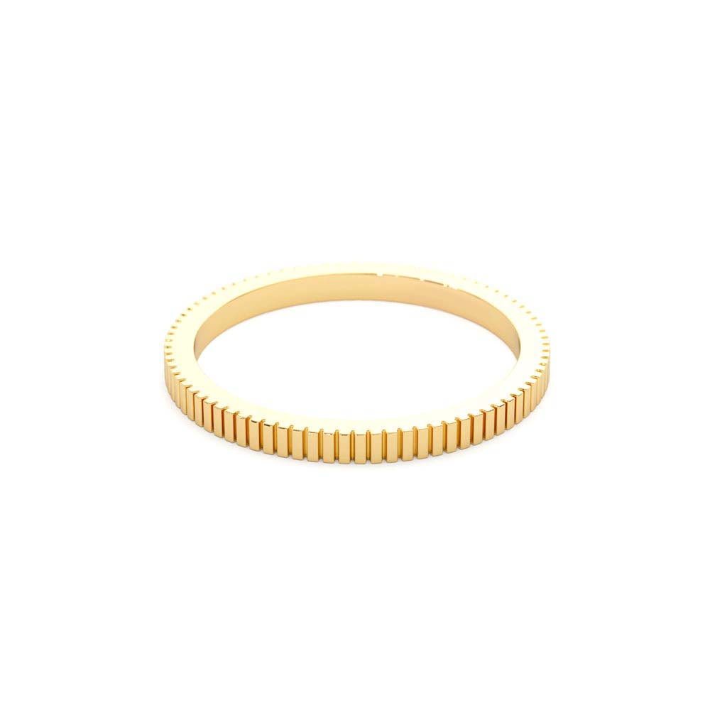 1.5MM Ribbed Ring in in 14K Gold — view 2