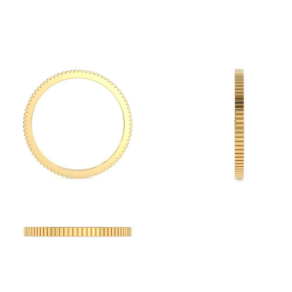 1.5MM Ribbed Ring in in 14K Gold — view 3