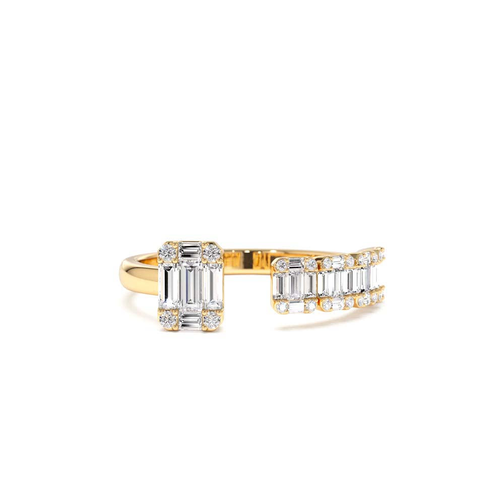 Floating Diamond Baguette Cut Diamond Ring in 14K Gold — view 1