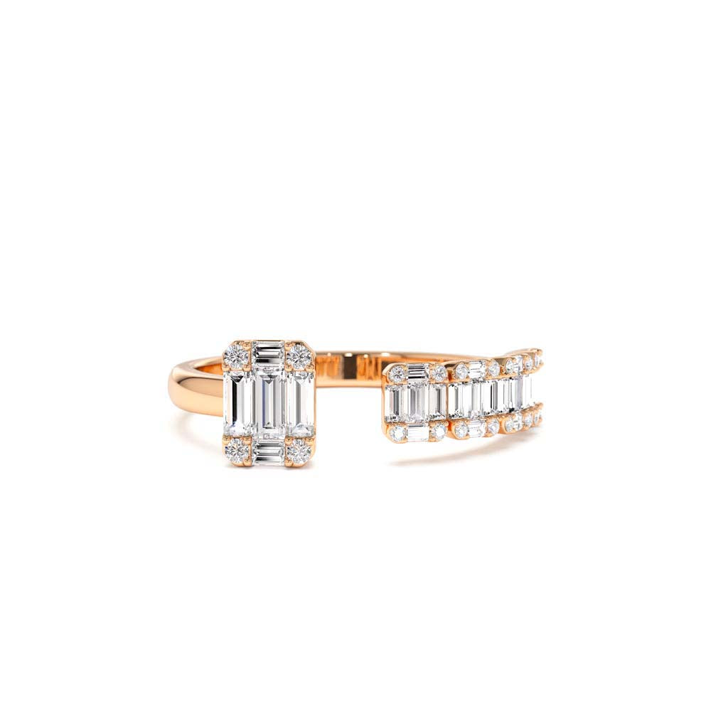 Floating Diamond Baguette Cut Diamond Ring in 14K Gold — view 5