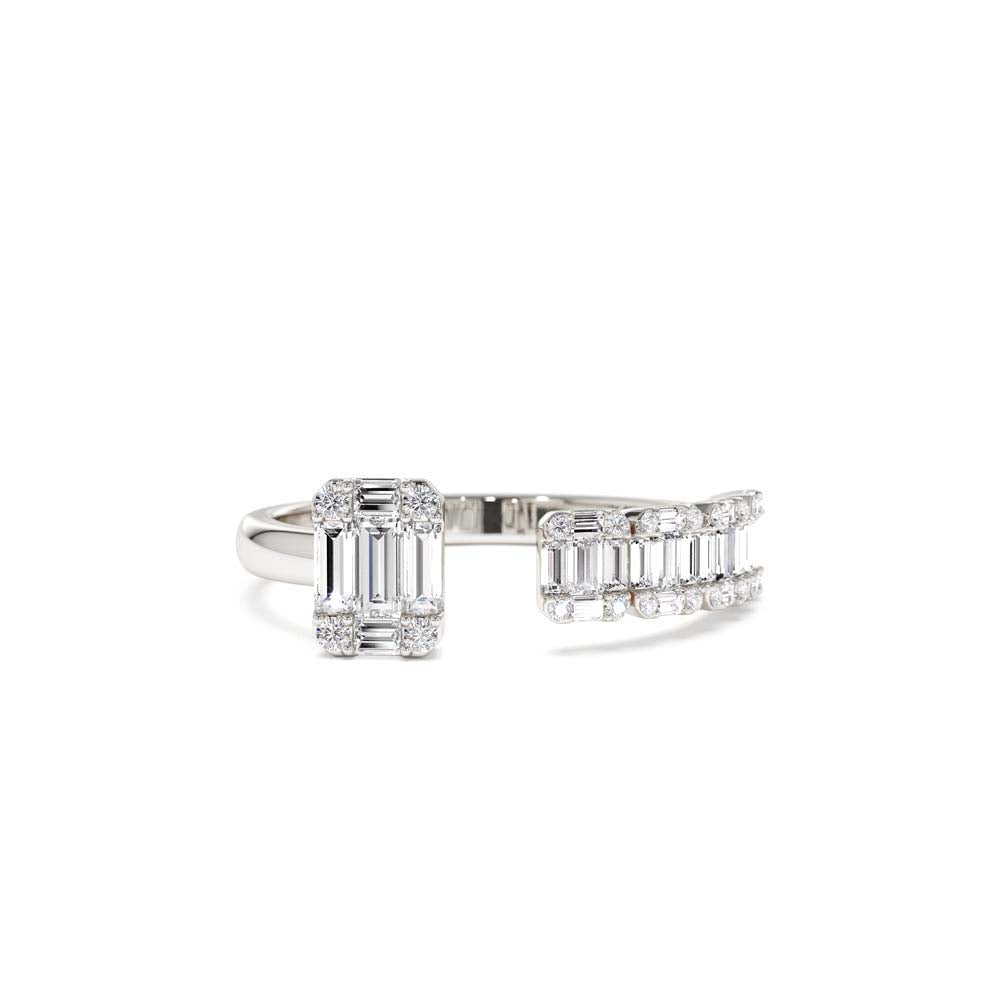 Floating Diamond Baguette Cut Diamond Ring in 14K Gold — view 3