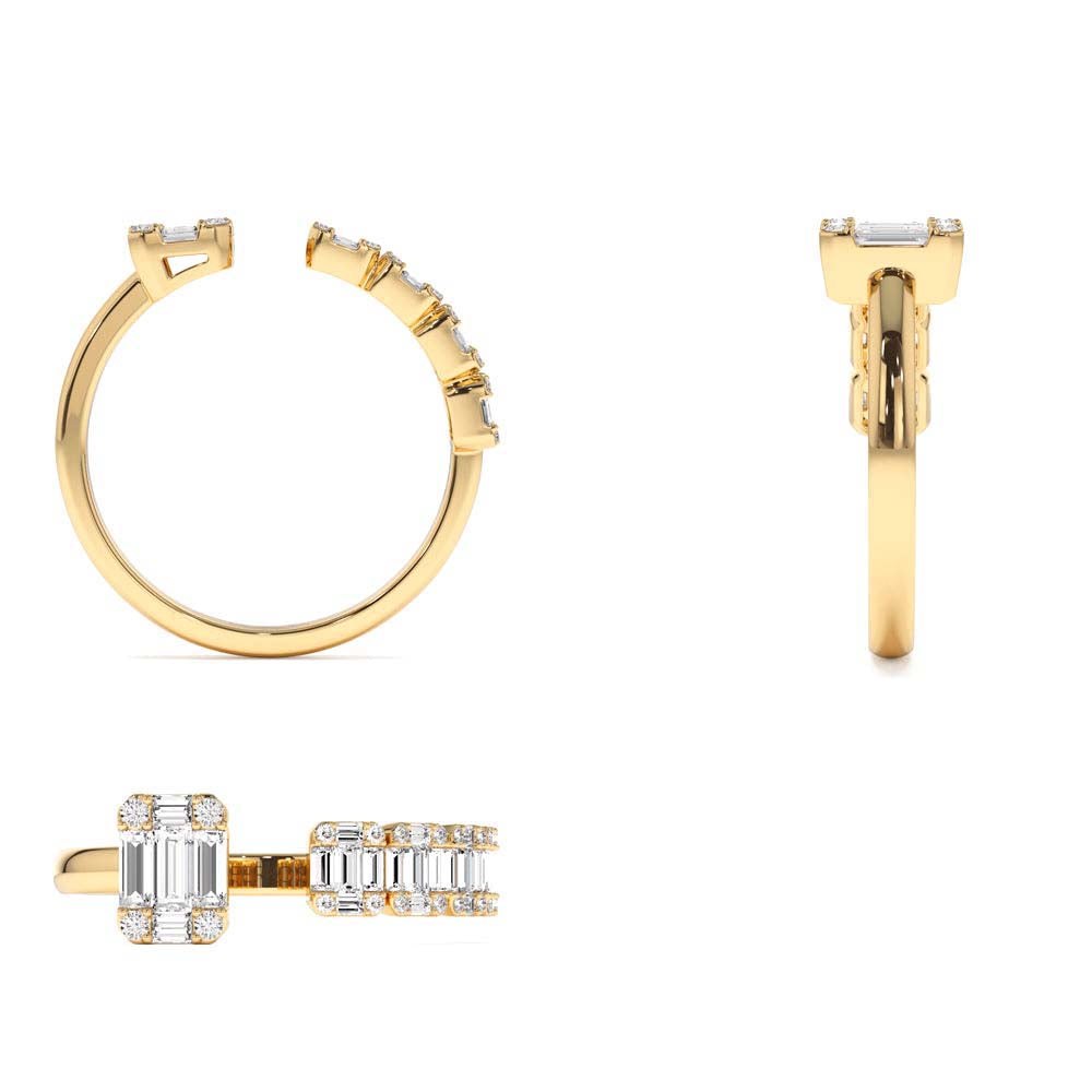 Floating Diamond Baguette Cut Diamond Ring in 14K Gold — view 4
