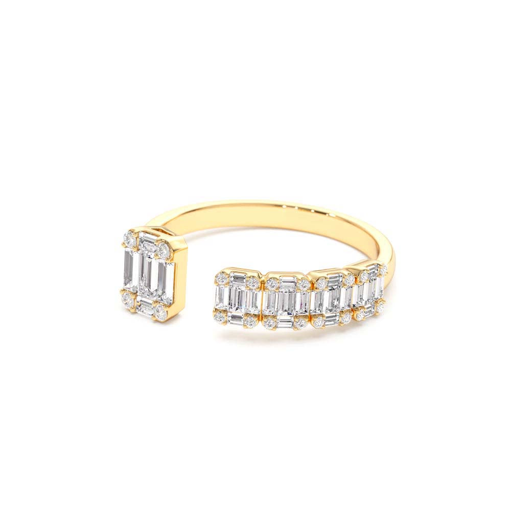 Floating Diamond Baguette Cut Diamond Ring in 14K Gold — view 2