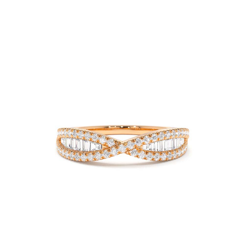 Baguette & Round Diamond Nesting Ring in 14K Gold — view 5