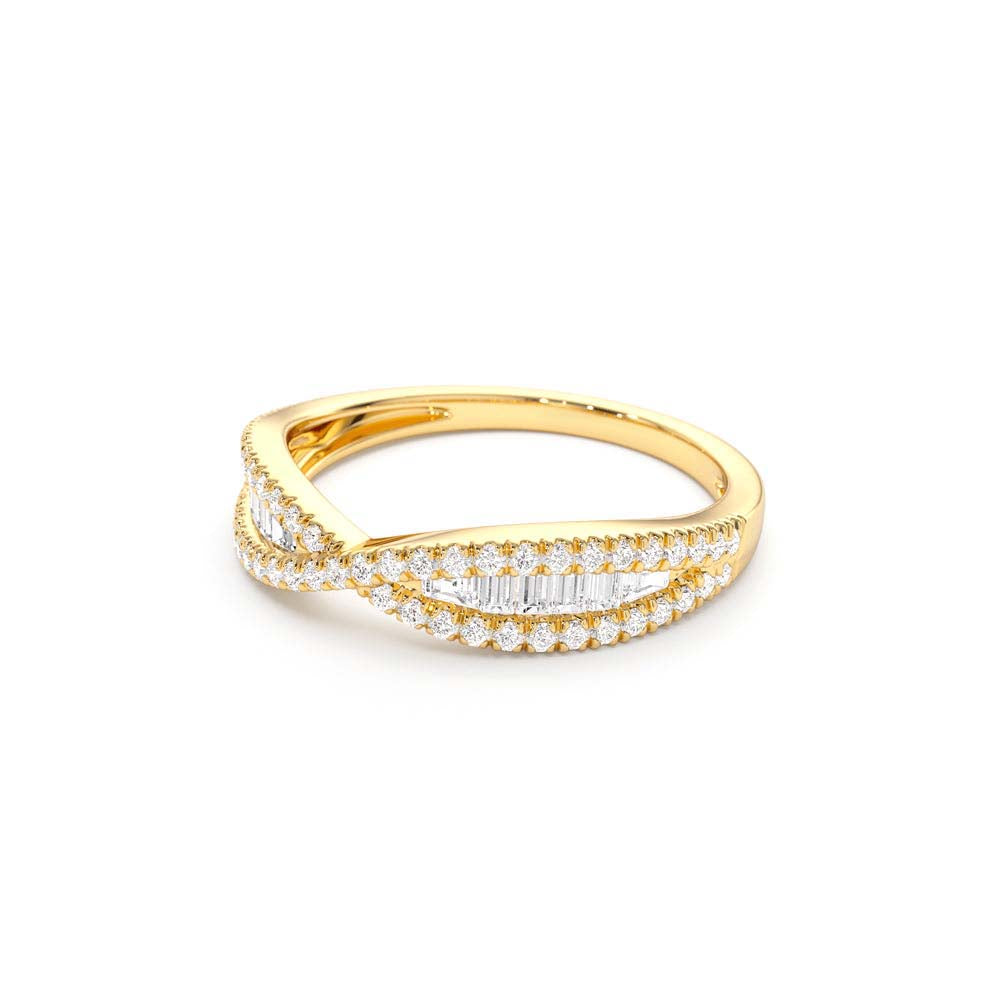 Baguette & Round Diamond Nesting Ring in 14K Gold — view 2