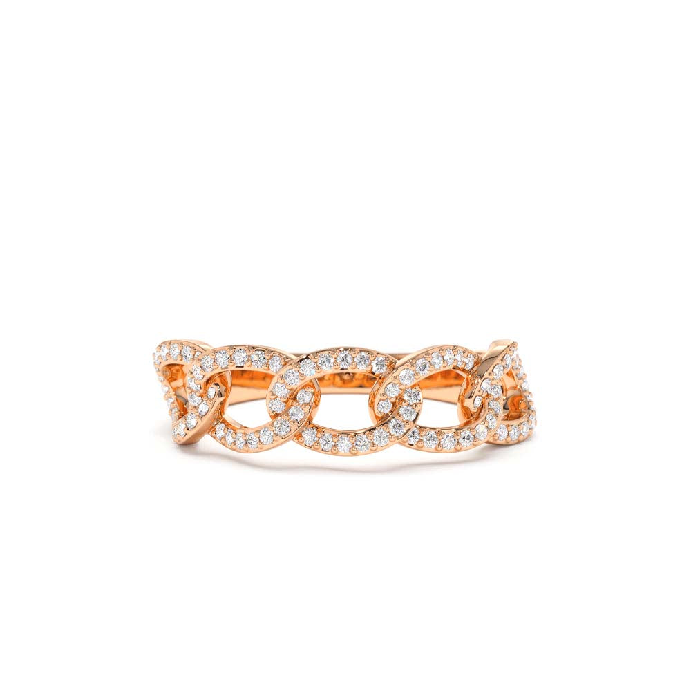 Curb Link Diamond Pave Ring in 14K Gold — view 5