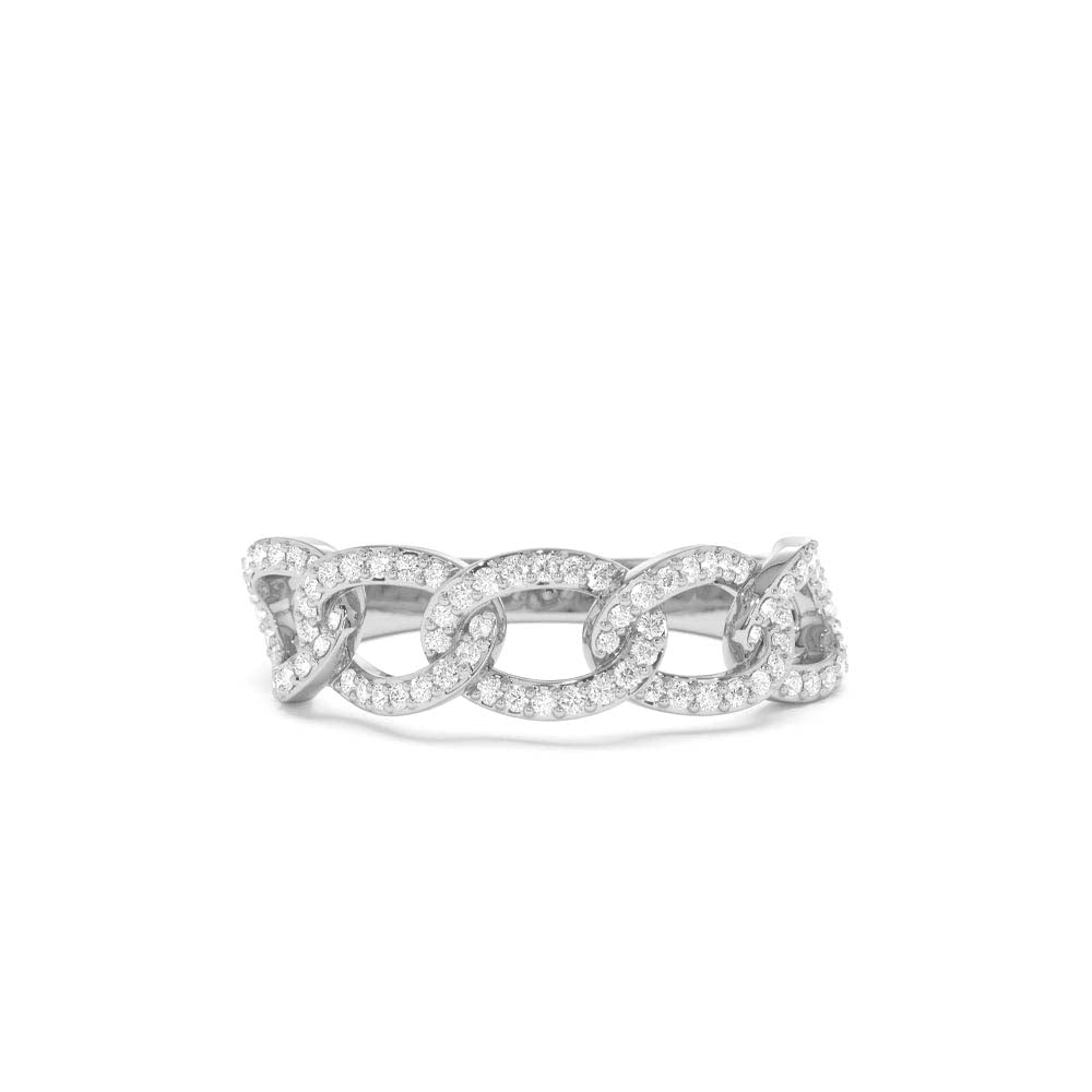 Curb Link Diamond Pave Ring in 14K Gold — view 4