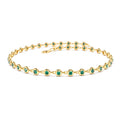 Bezel Set Emerald Tennis Bracelet in 14K Gold — view 1