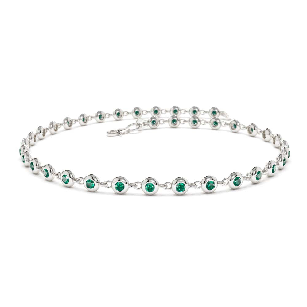 Bezel Set Emerald Tennis Bracelet in 14K Gold — view 4