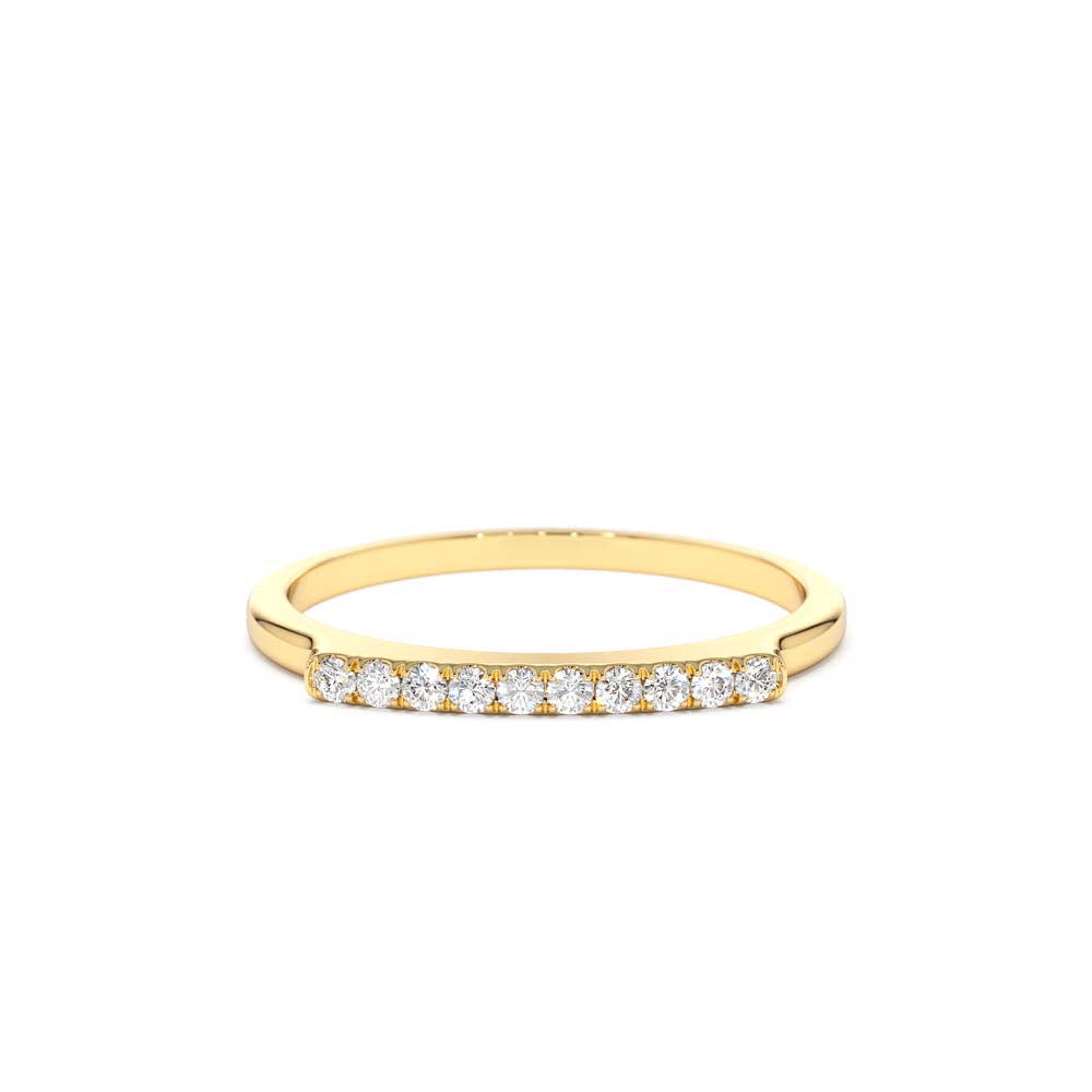 Pave Diamond Bar Ring in 14K Gold — view 1