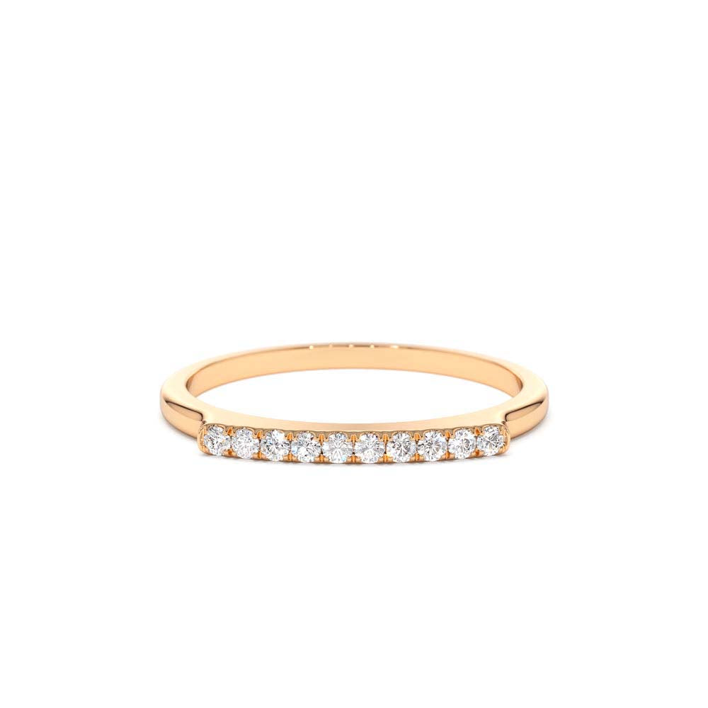 Pave Diamond Bar Ring in 14K Gold — view 5