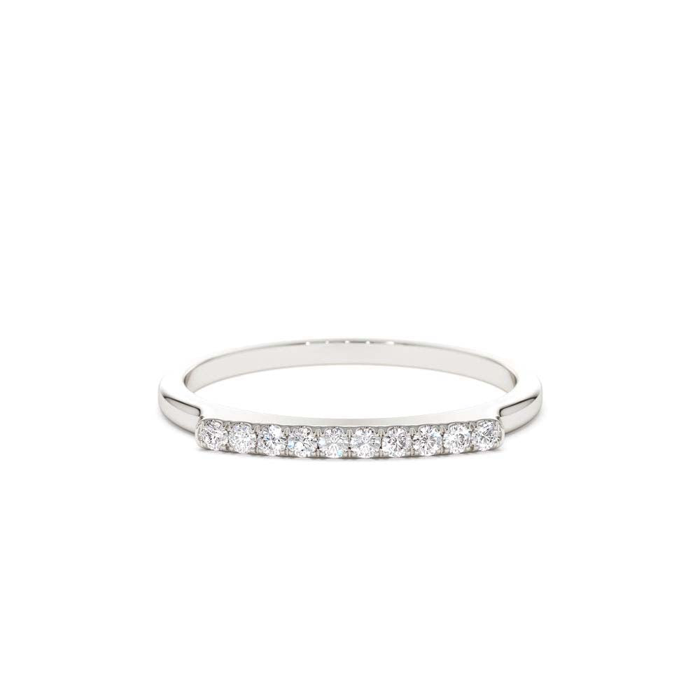 Pave Diamond Bar Ring in 14K Gold — view 4