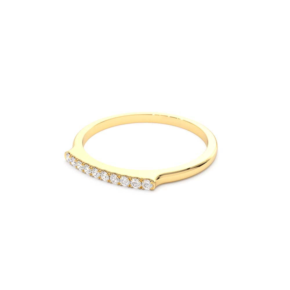 Pave Diamond Bar Ring in 14K Gold — view 2