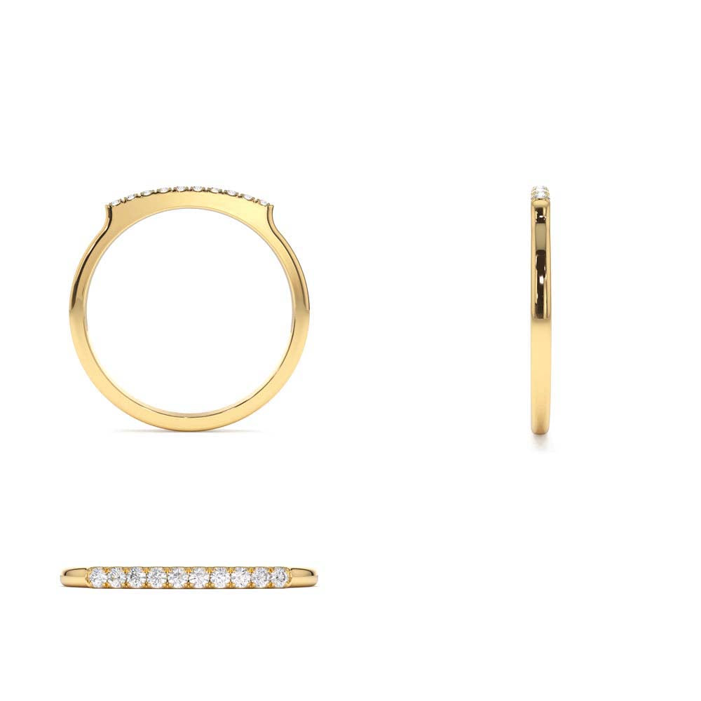 Pave Diamond Bar Ring in 14K Gold — view 3