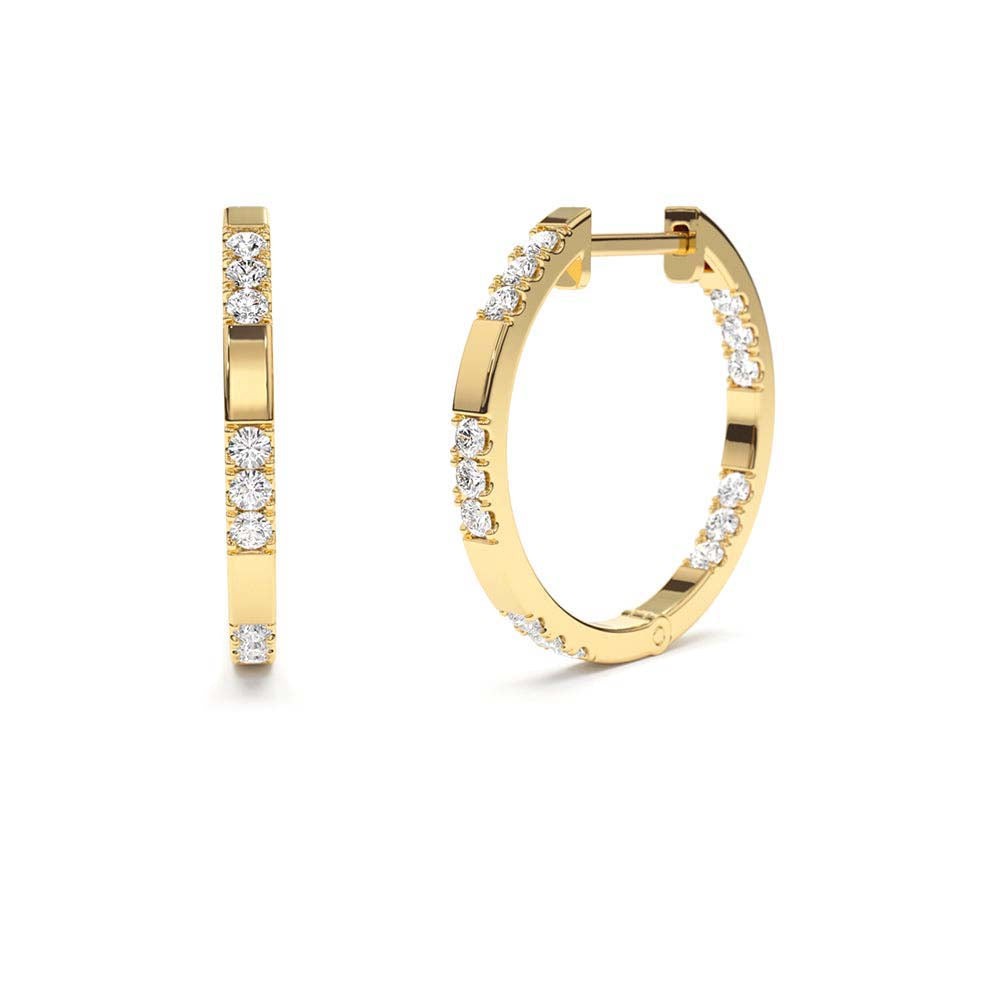 Inside out Diamond Hoop Earrings in 14K Gold — view 1