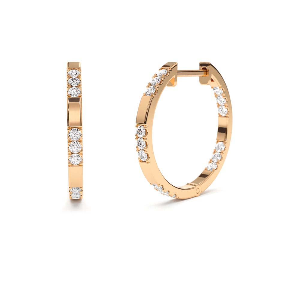 Inside out Diamond Hoop Earrings in 14K Gold — view 4