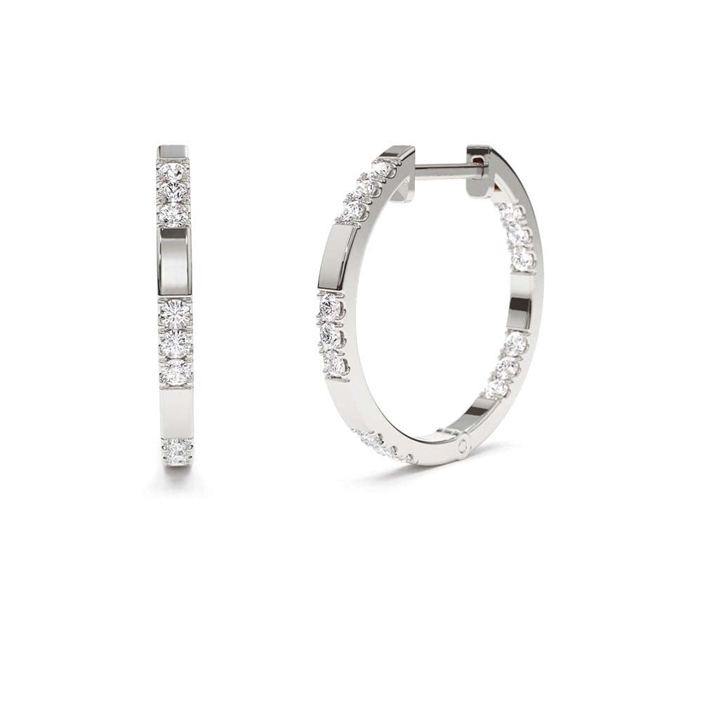 Inside out Diamond Hoop Earrings in 14K Gold — view 3