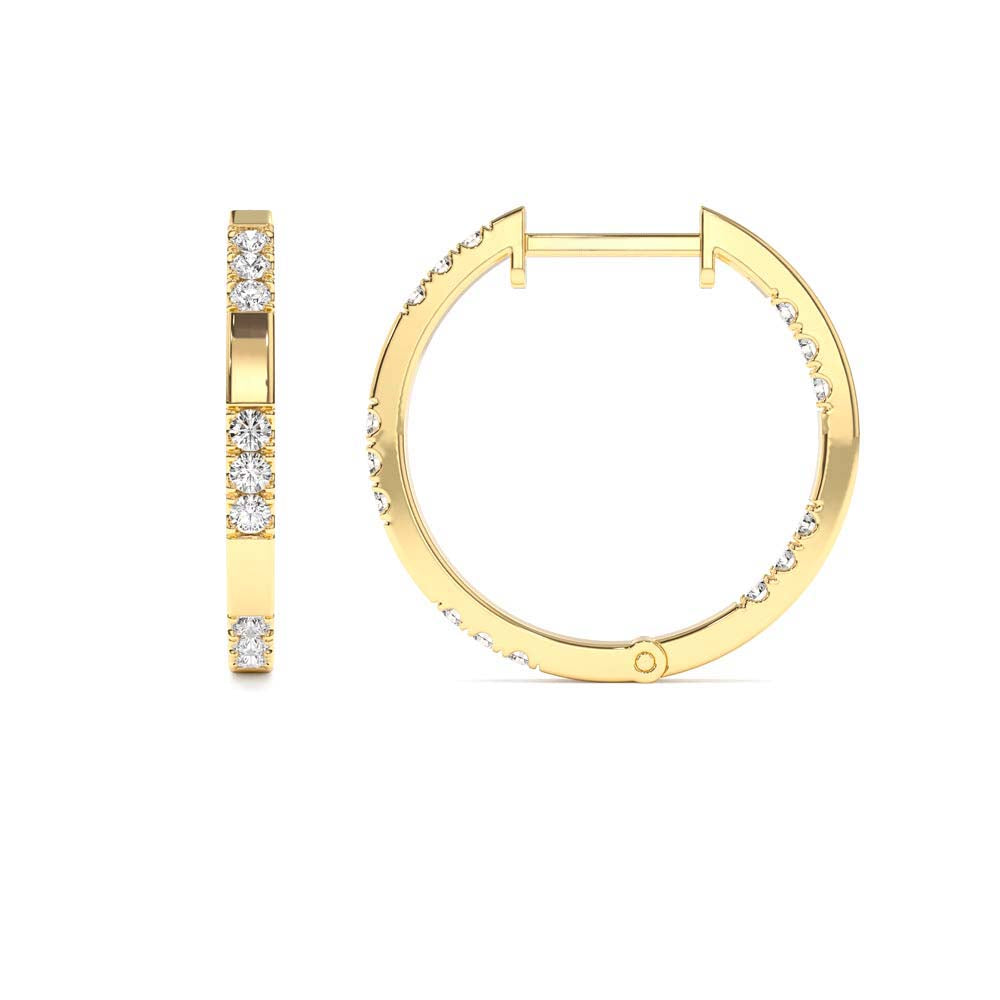 Inside out Diamond Hoop Earrings in 14K Gold — view 2
