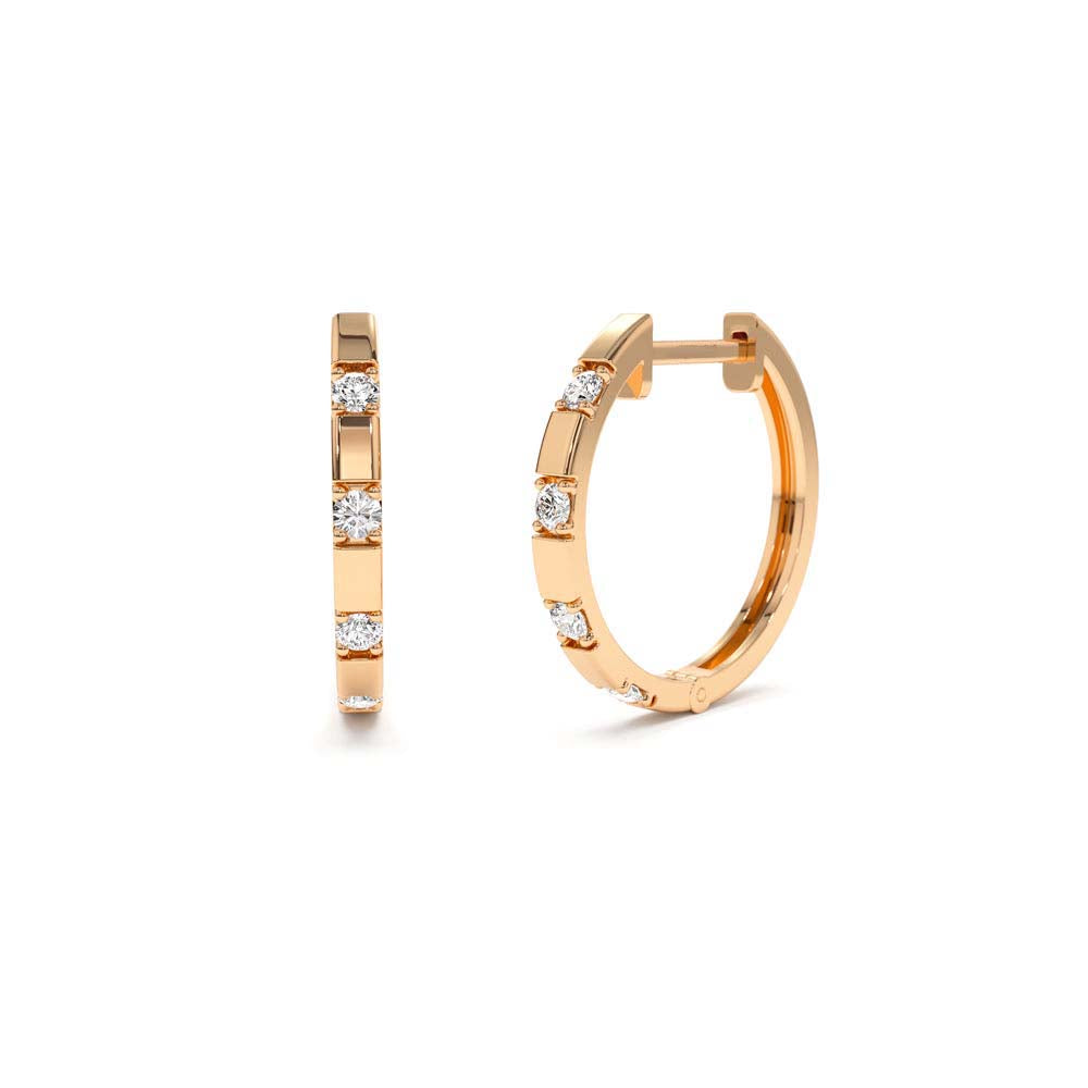 Dainty Diamond Hoop Earrings in 14K Gold — view 4